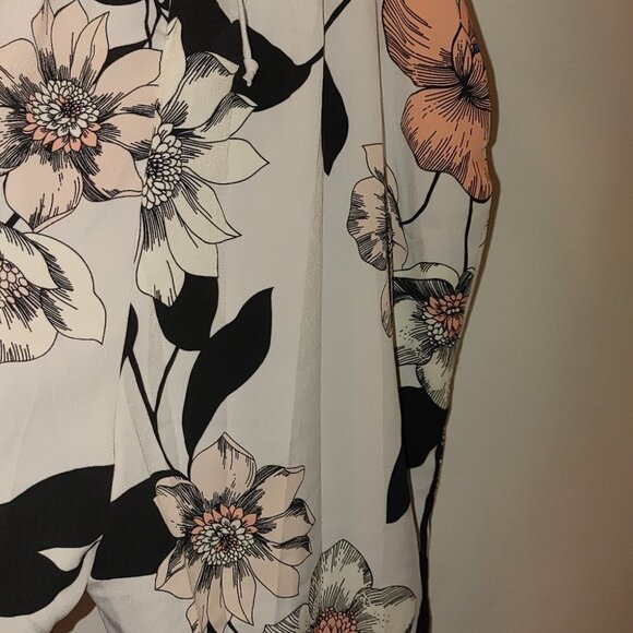 Leith V-neck Jumpsuit Light Gray‎ Floral Small S New Cutout Pants - Picture 5 of 13